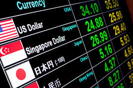 screen showing exchange rates