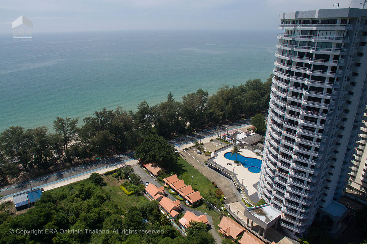 Drone photo of Royal Rayong condominium in Mae Ramphung in Rayong