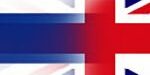 picture of a thai and english flag merging together